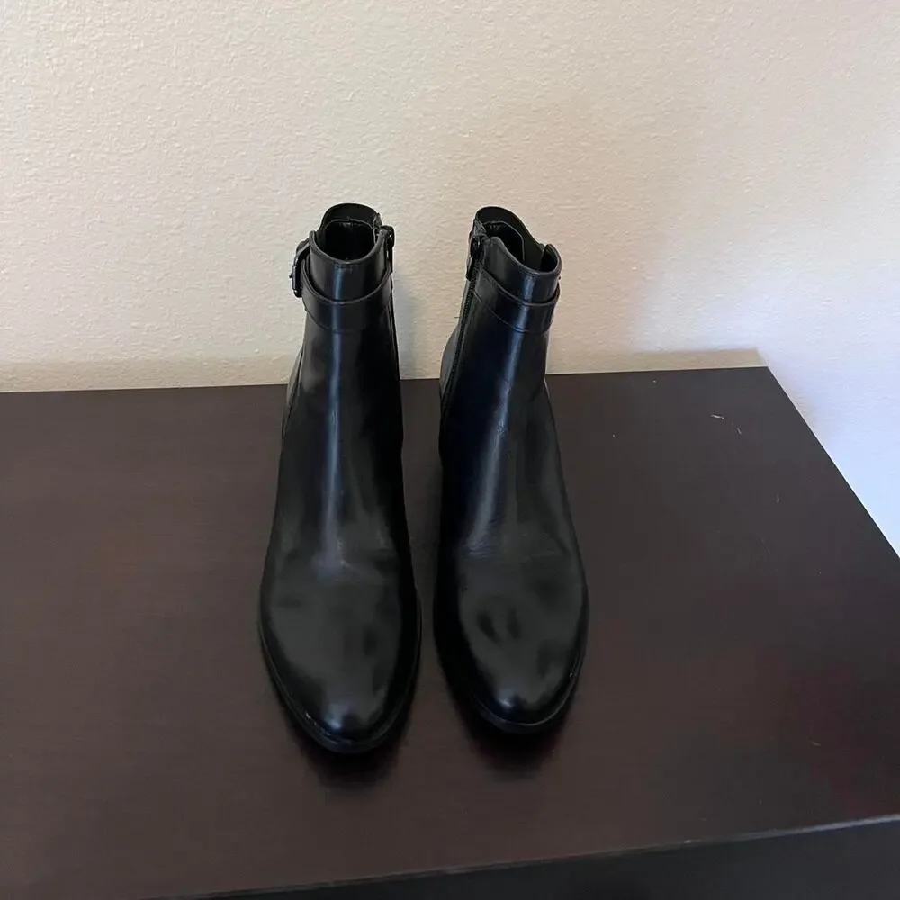 Black leather ankle boots